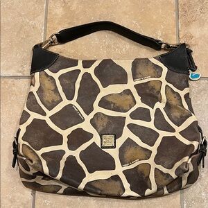 Dooney & Bourke Giraffe Print Leather Hobo Shoulder Bag